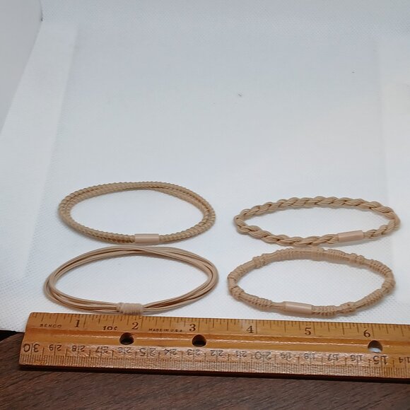 NWOT Set of 4 Tan Adjustable Braided Cloth/String Bracelets Jewelry Acc #10 - Picture 7 of 11